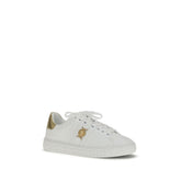 Versace White Calf Leather Bos Taurus Low Top Sneakers